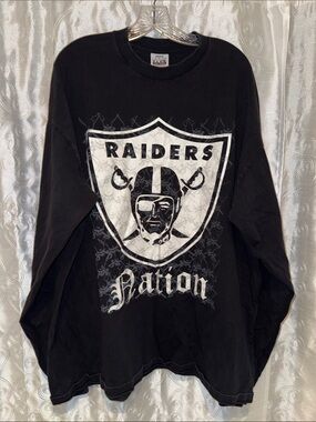 NFL Pro Club RAIDERS Nation Black Graphic Long Sleeve Shirt Men’s Size 3XL 🔥 G2